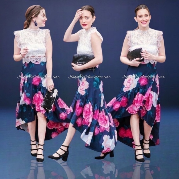 Eliza J. high-low cascading ruffle floral maxi ball skirt *shop@iamwarrior - Picture 3 of 10